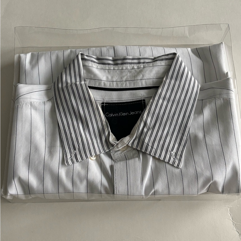 Calvin Klein Men's White Striped Shirt